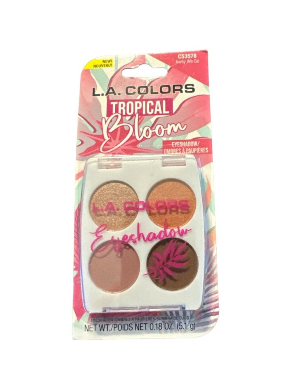 L.A. Colors Tropical Bloom Mtte Shimmer Quad Eyeshadow Browns Away We Go